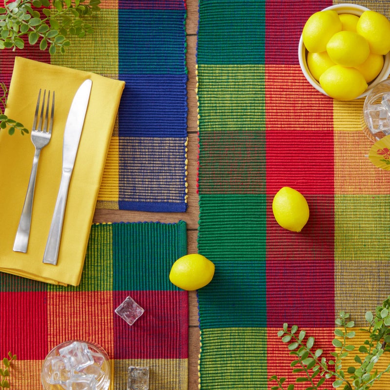 DII Basic Everyday Ribbed Tabletop 100% Cotton, Placemat Set, 13x19, Summer Check, 6 Piece - Image 4